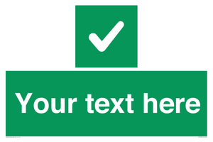 Custom green background, green square with tick sign